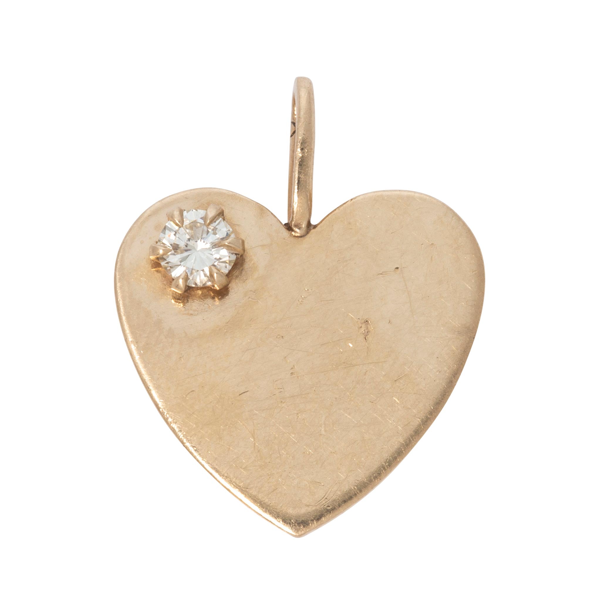 Estate Diamond 14K Yellow Gold Heart Charm
