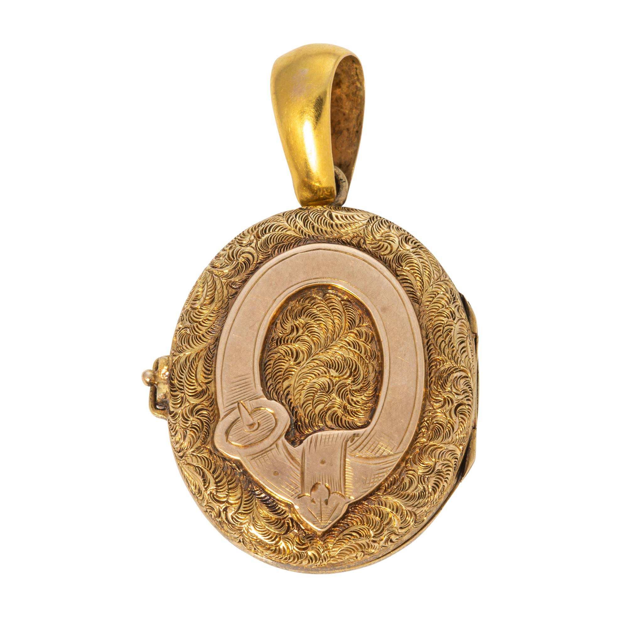 Victorian 18K Gold Belt Buckle Oval Locket Pendant