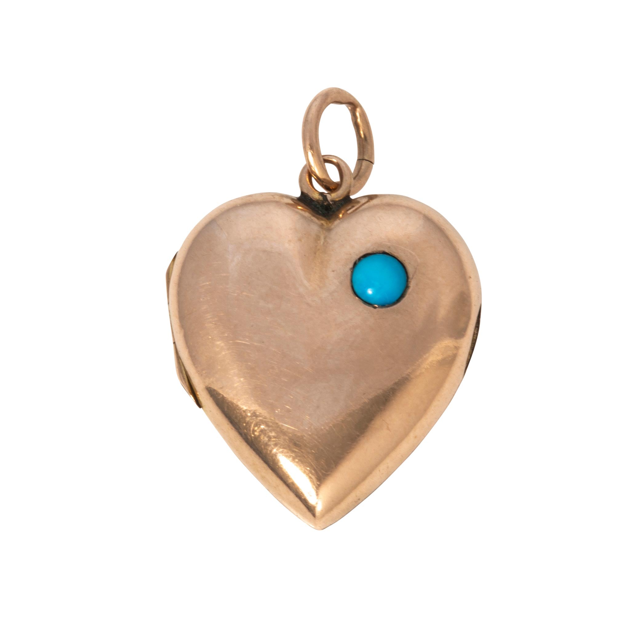 Victorian Turquoise 9K Gold Heart Locket Pendant