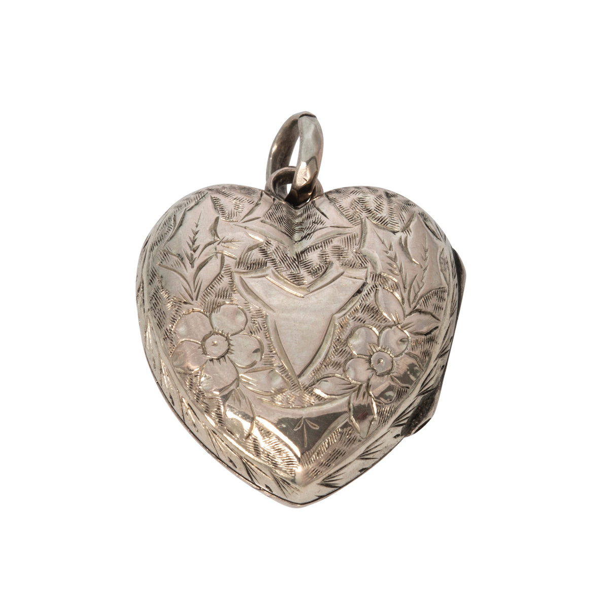 Victorian 9K Gold Back & Front Engraved Heart Locket Pendant