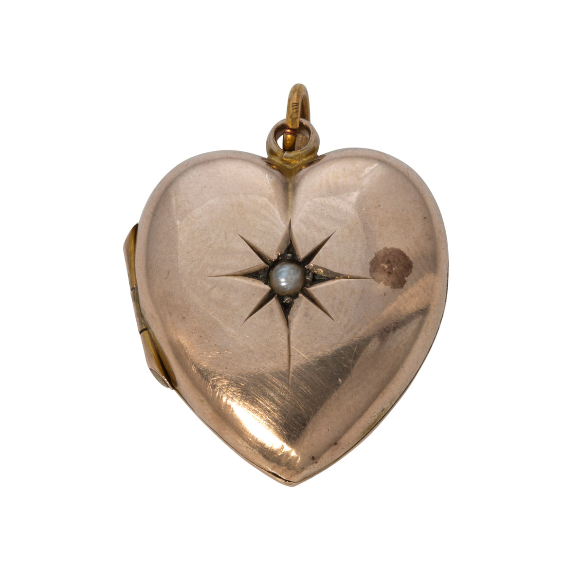 Victorian Pearl 9K Gold Puffy Heart Locket Pendant