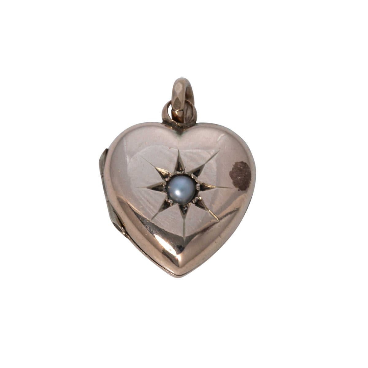 Victorian Pearl 9K Gold Puffy Heart Locket Pendant