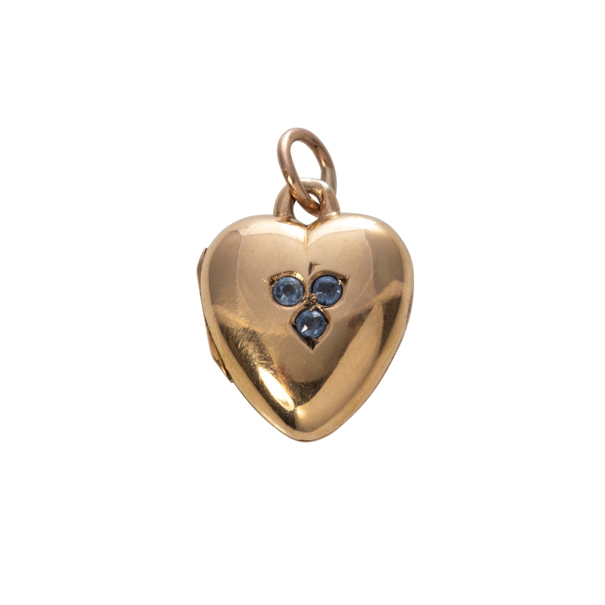Victorian Sapphire 14K Gold Heart Locket Pendant