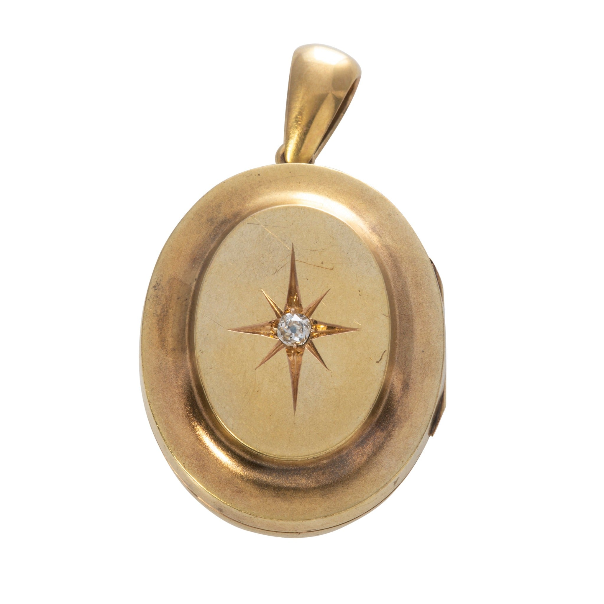 Victorian Diamond 14K Yellow Gold Oval Locket