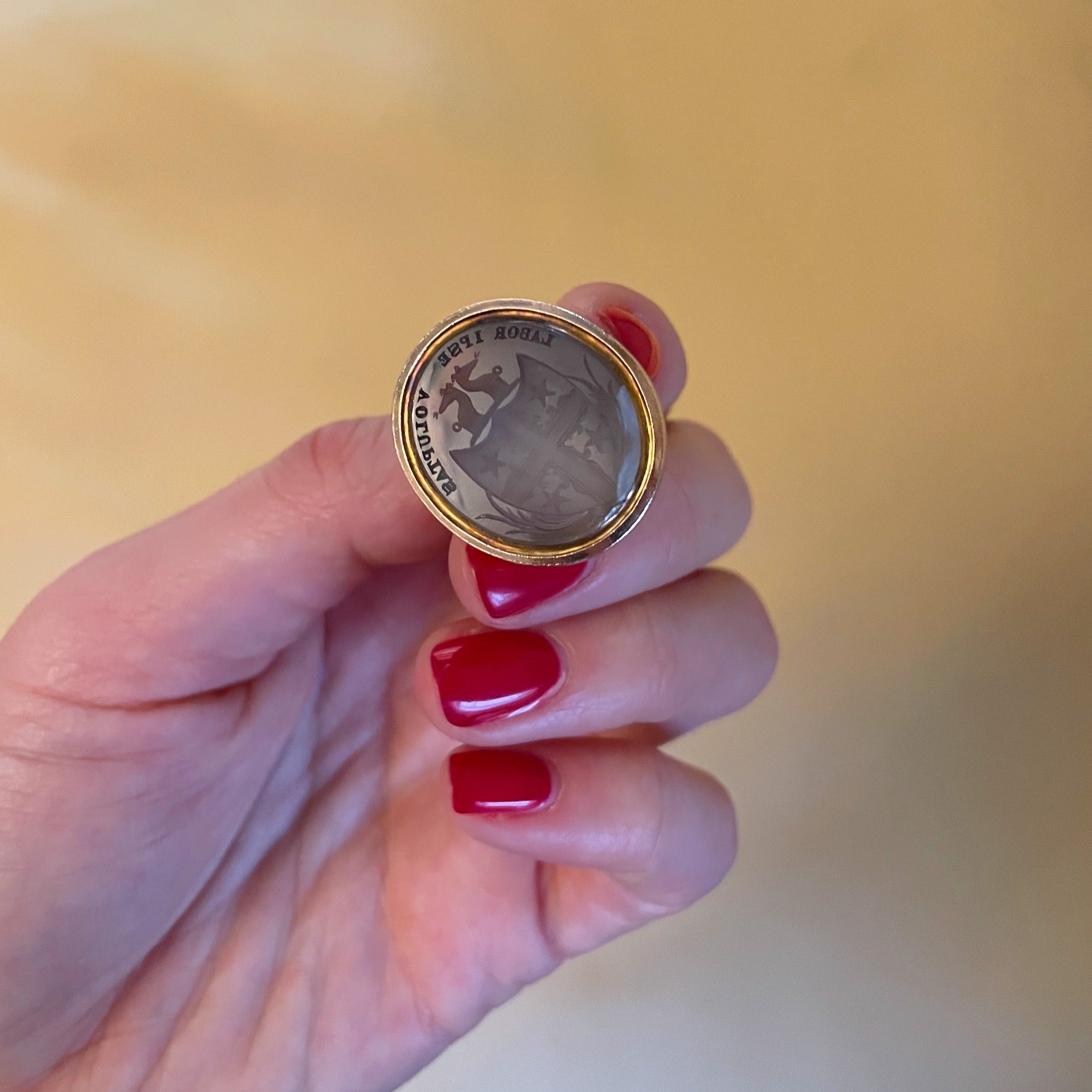 Victorian Agate Intaglio Seal 10K Gold Fob Pendant