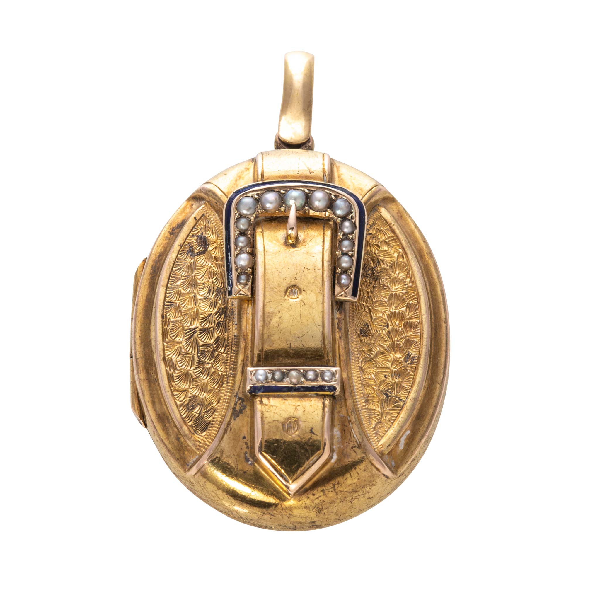 Victorian 18K Gold Back Front Buckle Locket Pendant