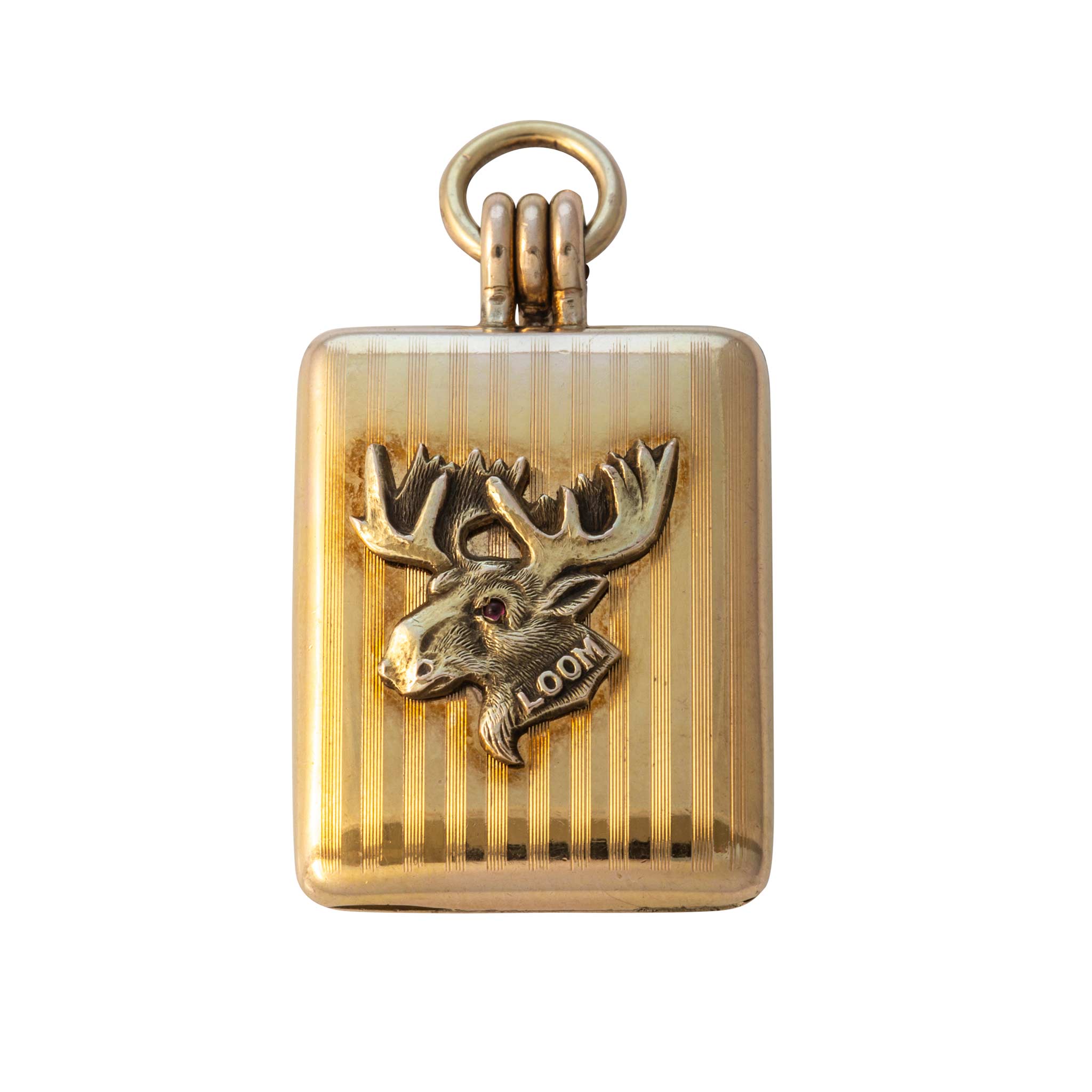 Vintage Elk Lodge Gold-Filled Rectangular Locket Pendant