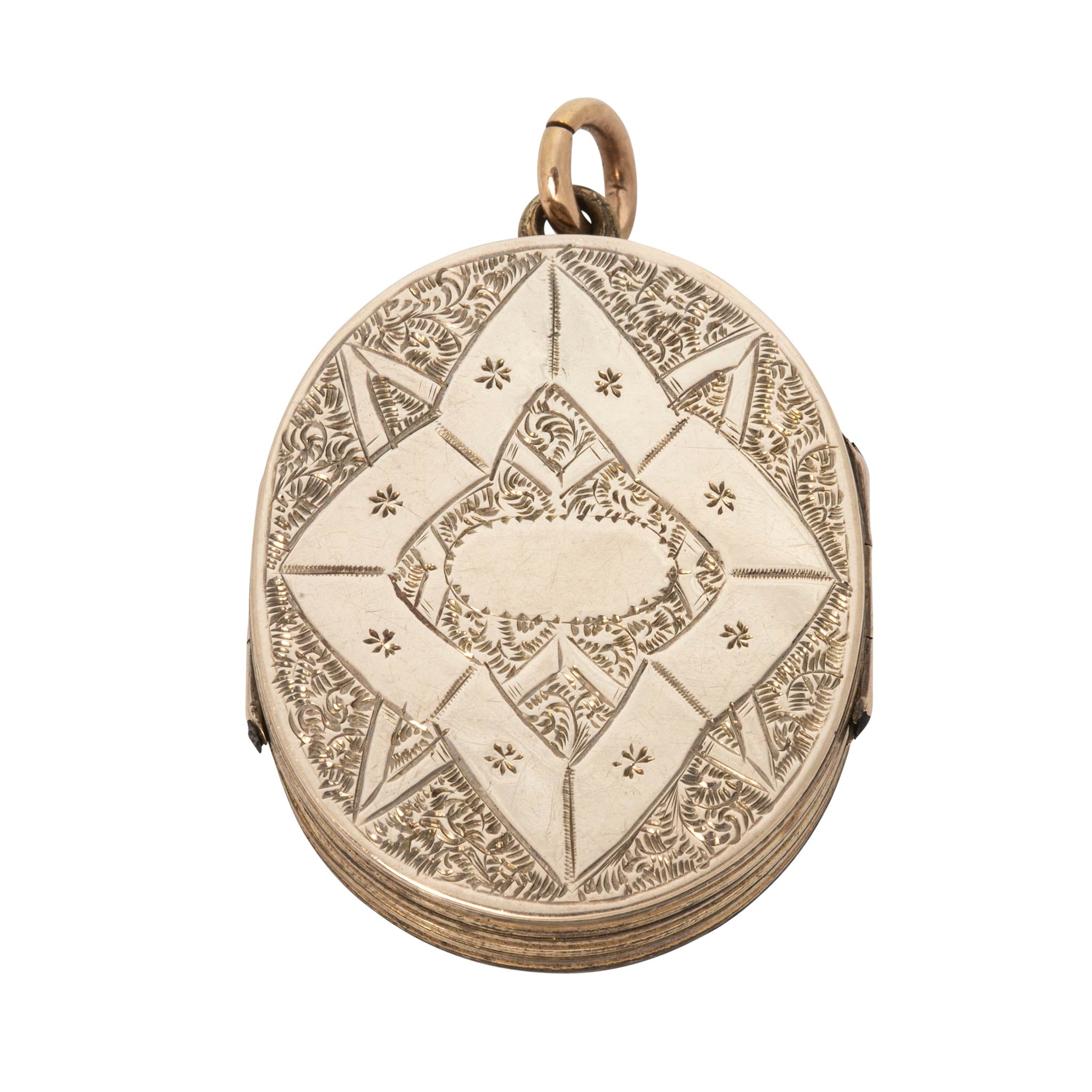 Victorian Back & Front Engraved Oval Locket Pendant