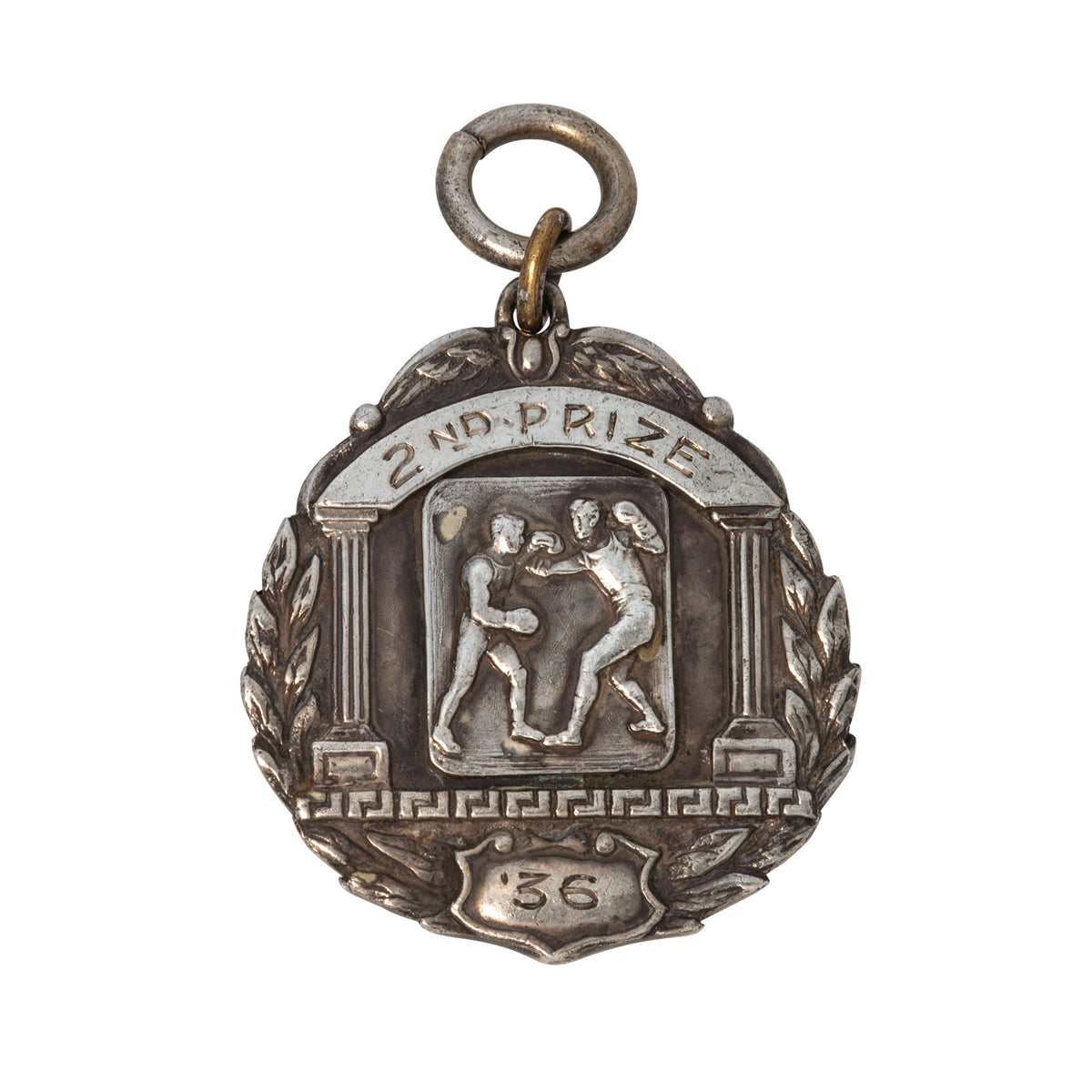 Vintage Silver 1936 Boston 2nd Prize Boxing Medal Pendant