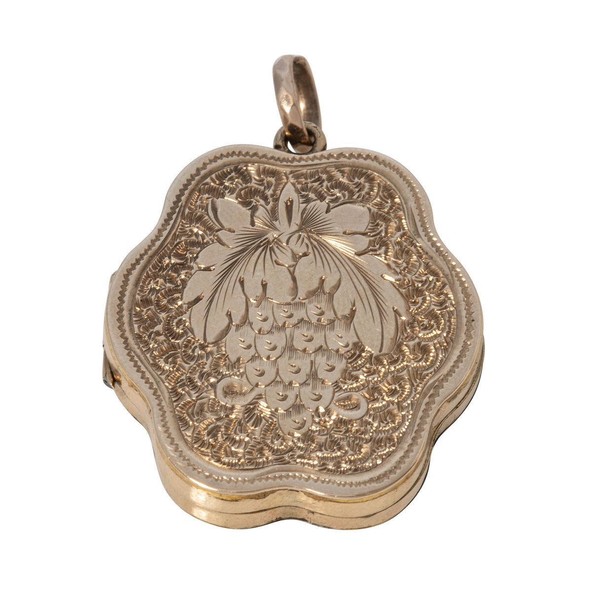 Victorian 9K Gold Back & Front Engraved Locket Pendant