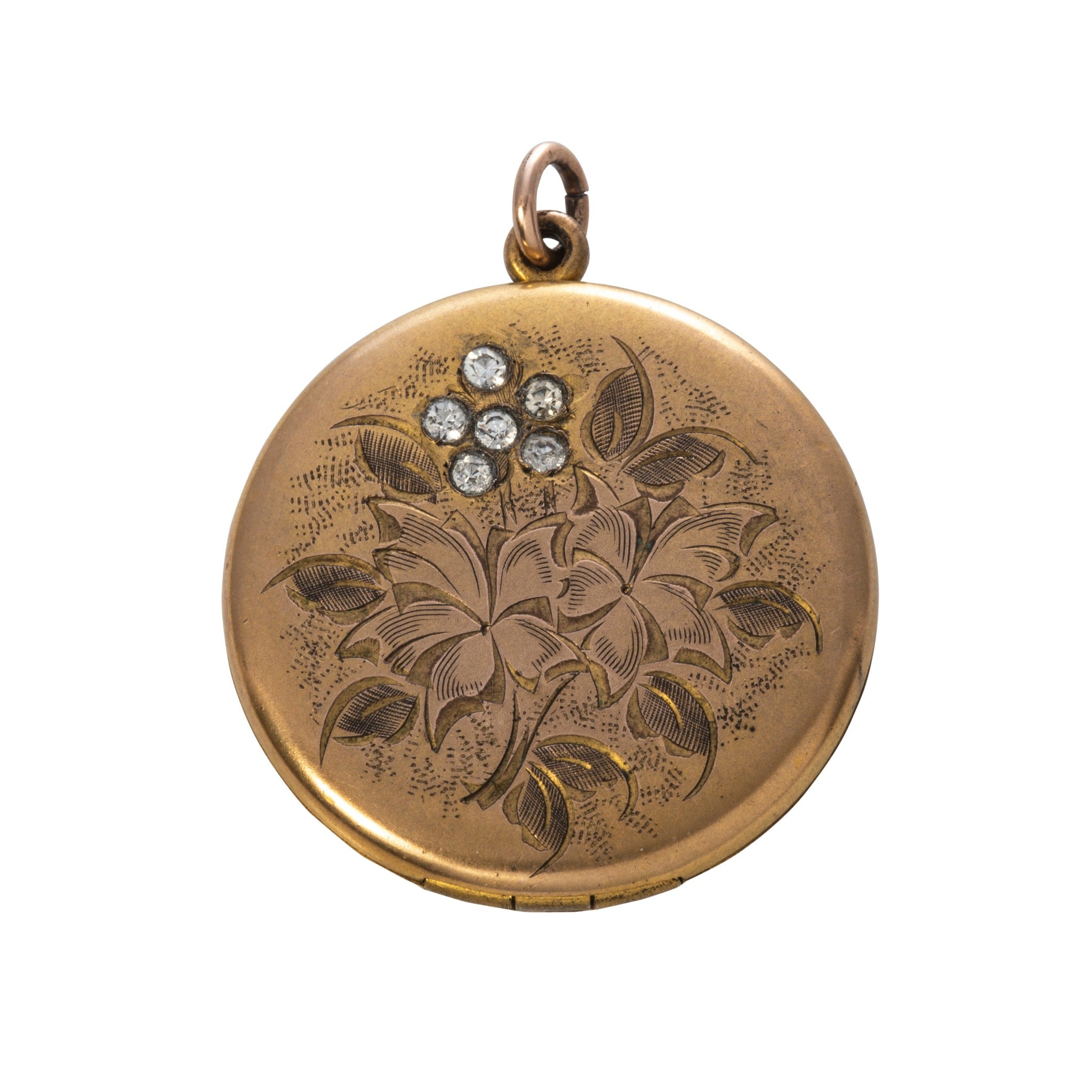 Estate Engraved Gold Filled Round Locket Pendant