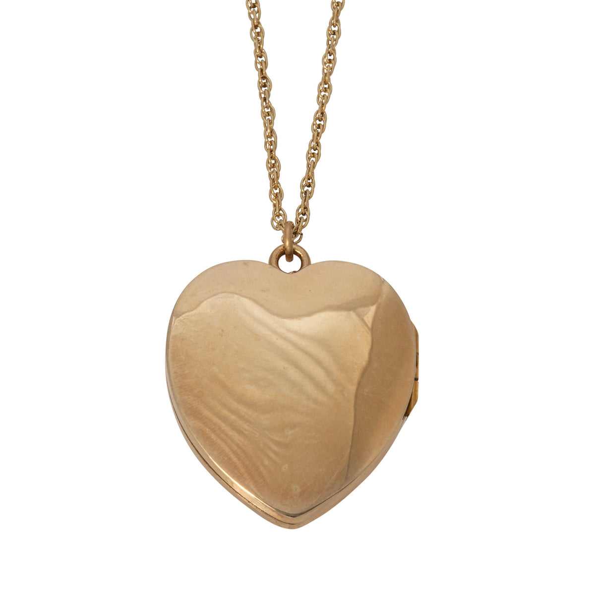 Estate Plain Gold-Filled Heart Locket Pendant Necklace