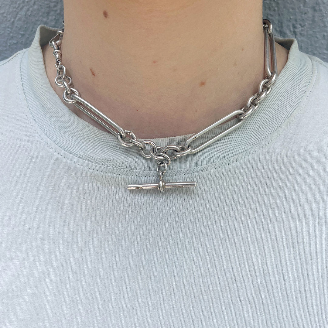 Worthington Silver Tone Padlock Charm 17 Inch Link Collar Necklace