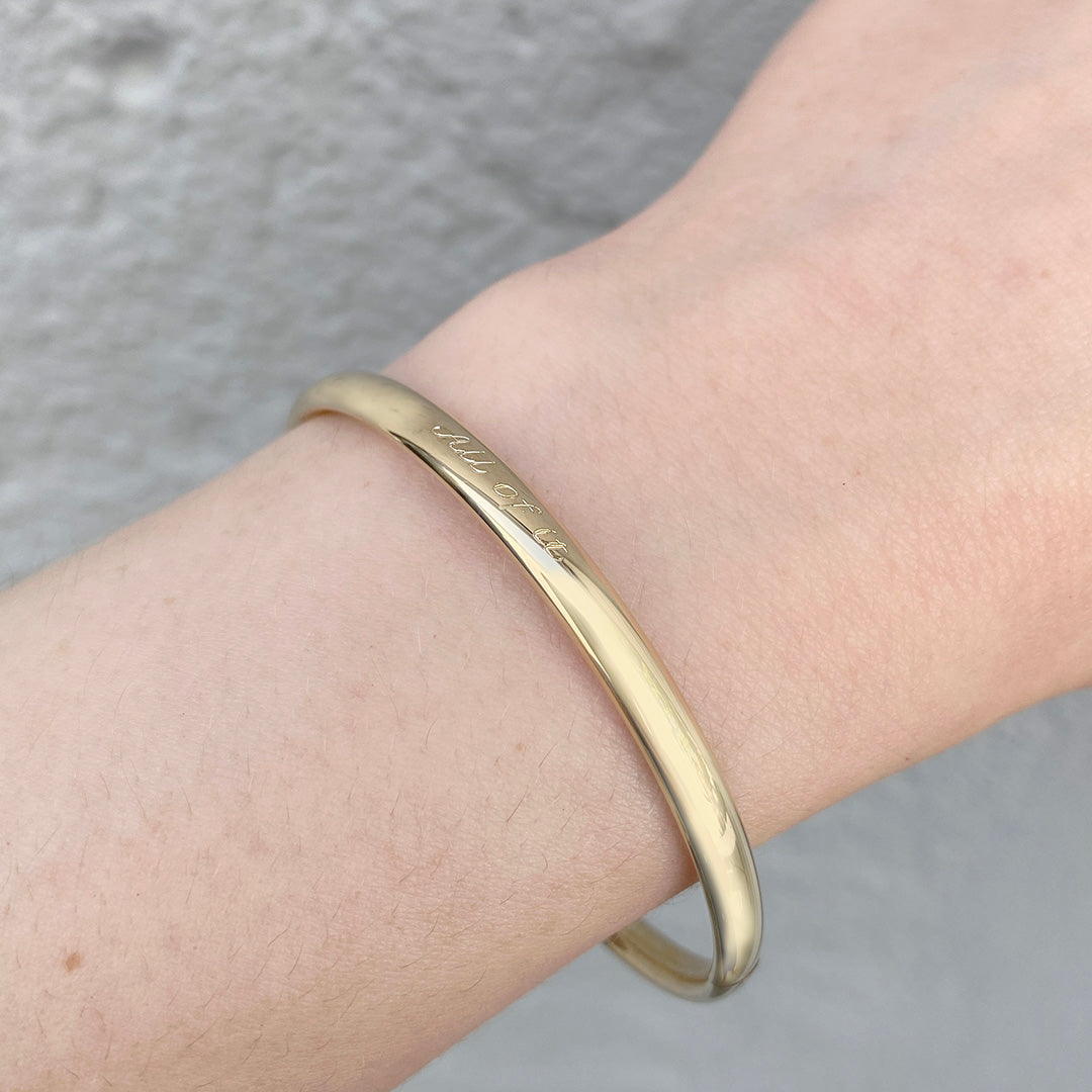 Adult 14K Gold Filled Plain 5mm Bangle with machine engraving