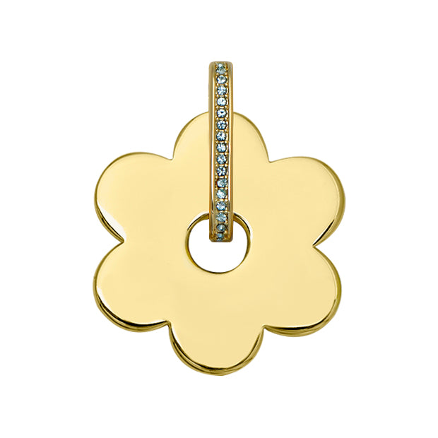 Goldbug Collection Blue Topaz Spinning Daisy Charm