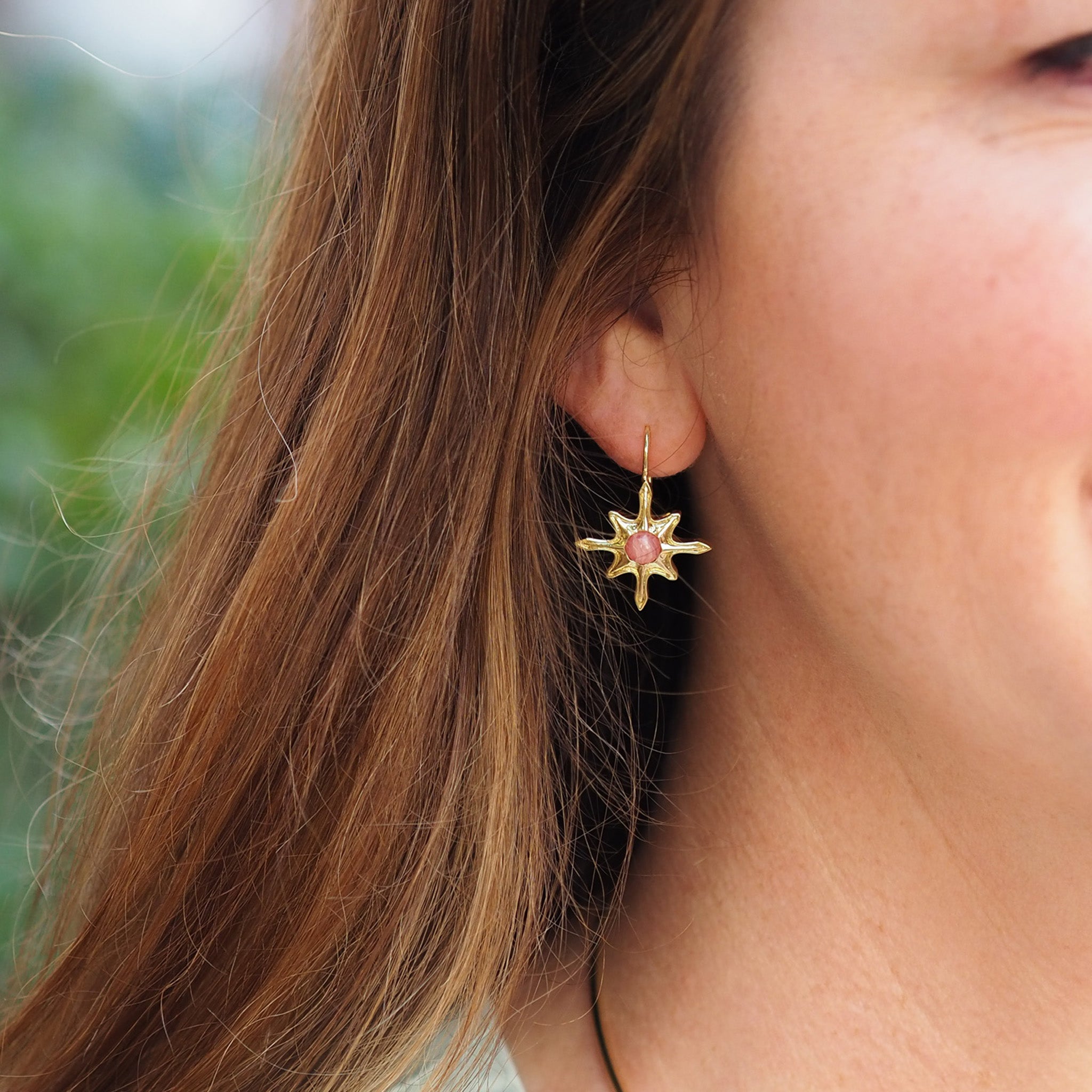Goldbug Collection Rhodochrosite Seastar Drop Earrings