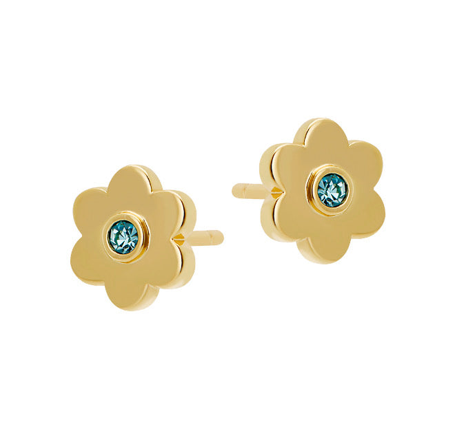 Goldbug Collection Aqua CZ Daisy Stud Earrings