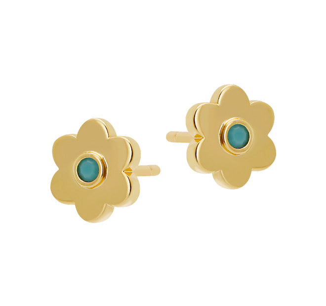 Goldbug Collection Turquoise Daisy Stud Earrings