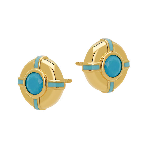 Goldbug Collection Turquoise Life Ring Stud Earrings