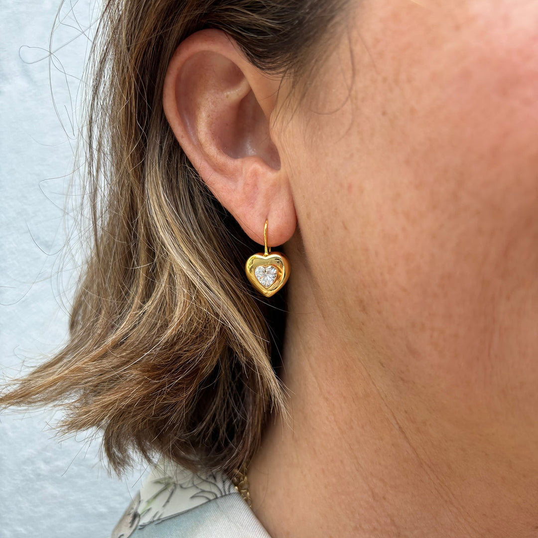 Goldbug Puffy Heart Earrings