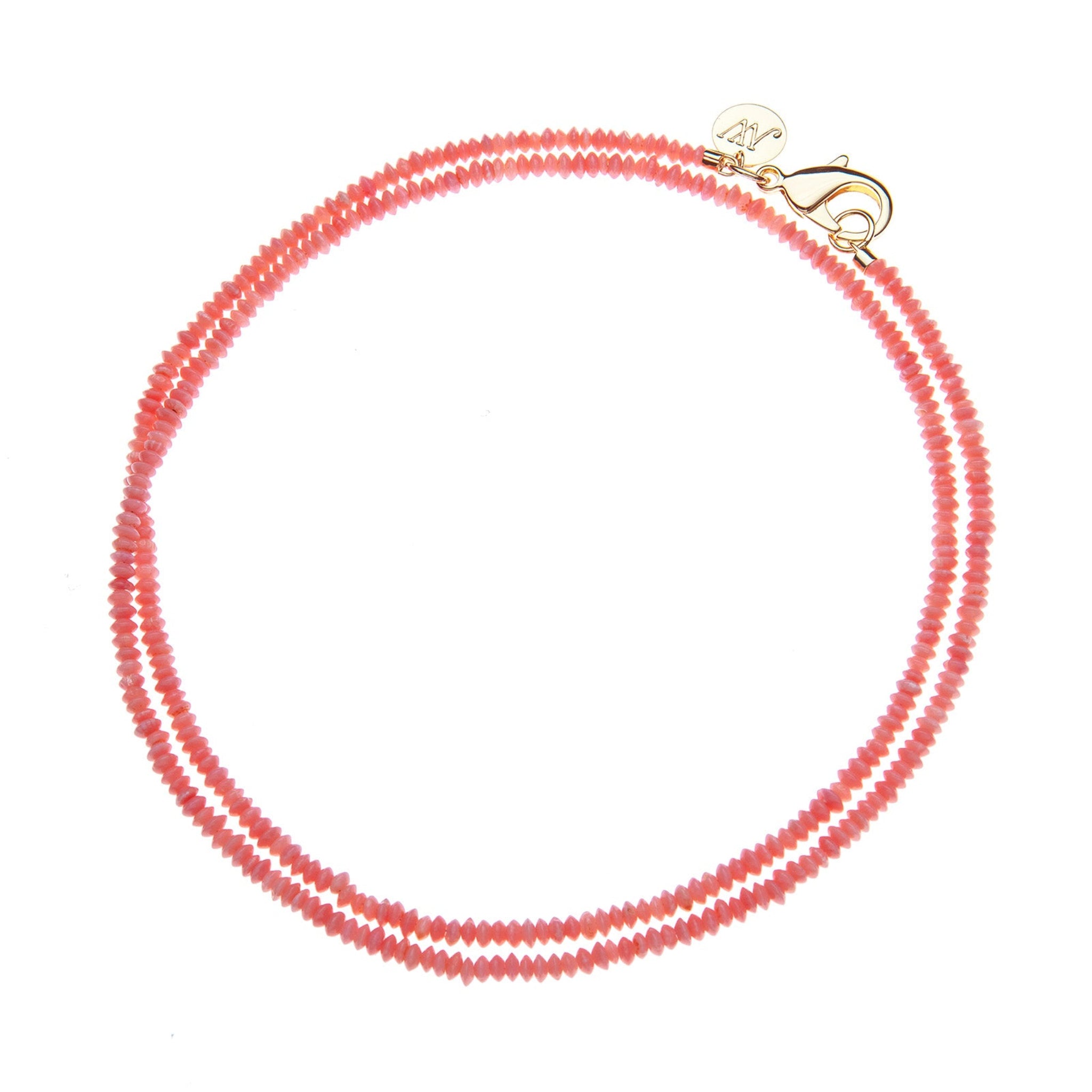 Jane Win Double Wrap Coral Beaded Necklace