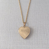 14K Gold Filled 19mm Heart Locket Necklace with machine engraving