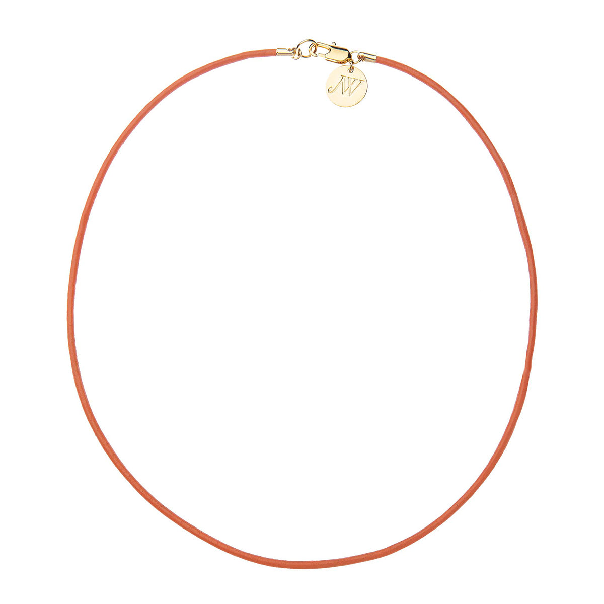 Jane Win Orange Leather Cord Necklace