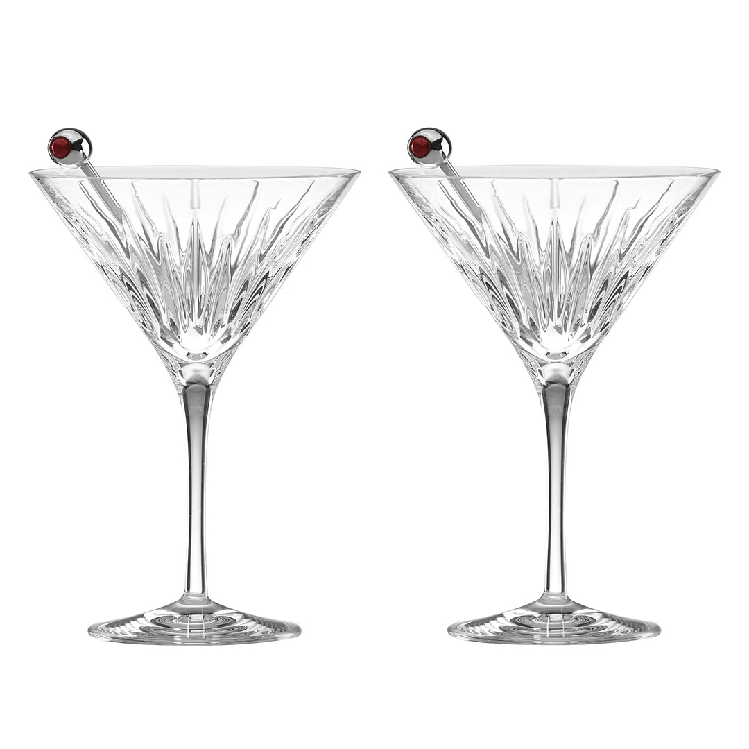 Soho Martini Glasses with Olive Picks Set of 2