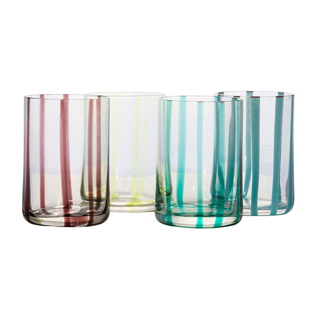Hand Painted Stripes Tumbler Glasses Set of 4