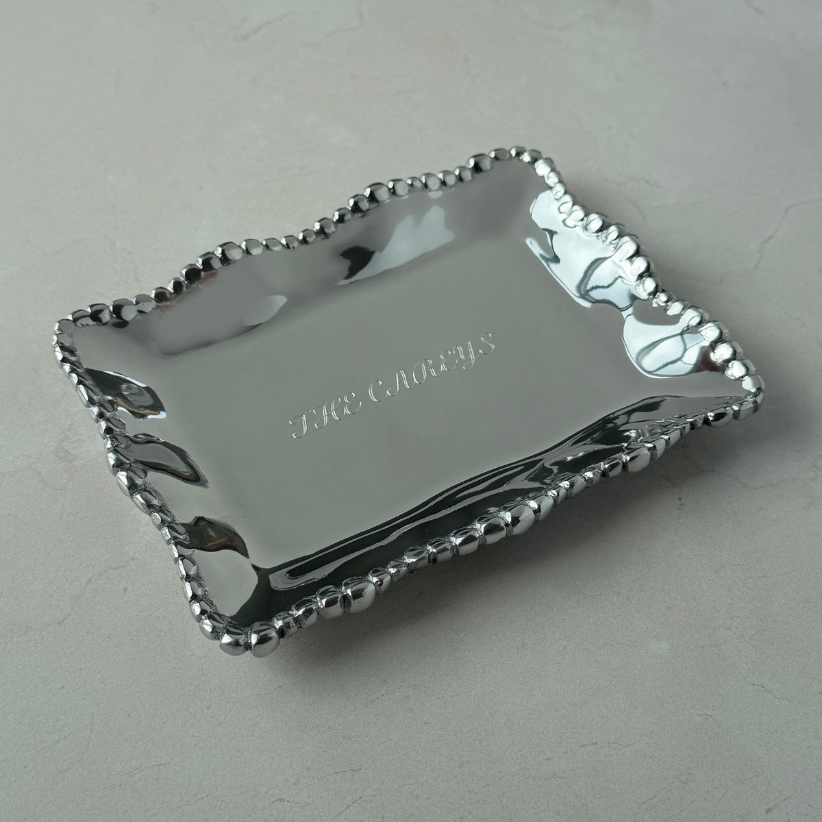 Beatriz Ball GIFTABLES Organic Pearl Rectangular Tray with machine engraving