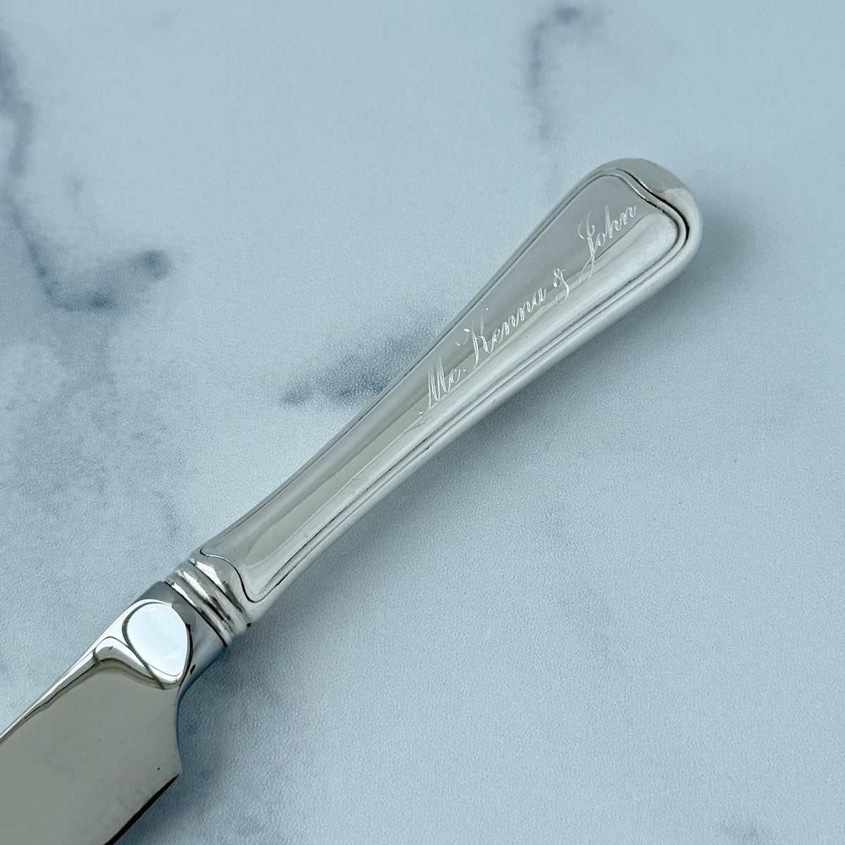 Old French Gorham Sterling Silver Wedding Cake Knife with machine engraved handle