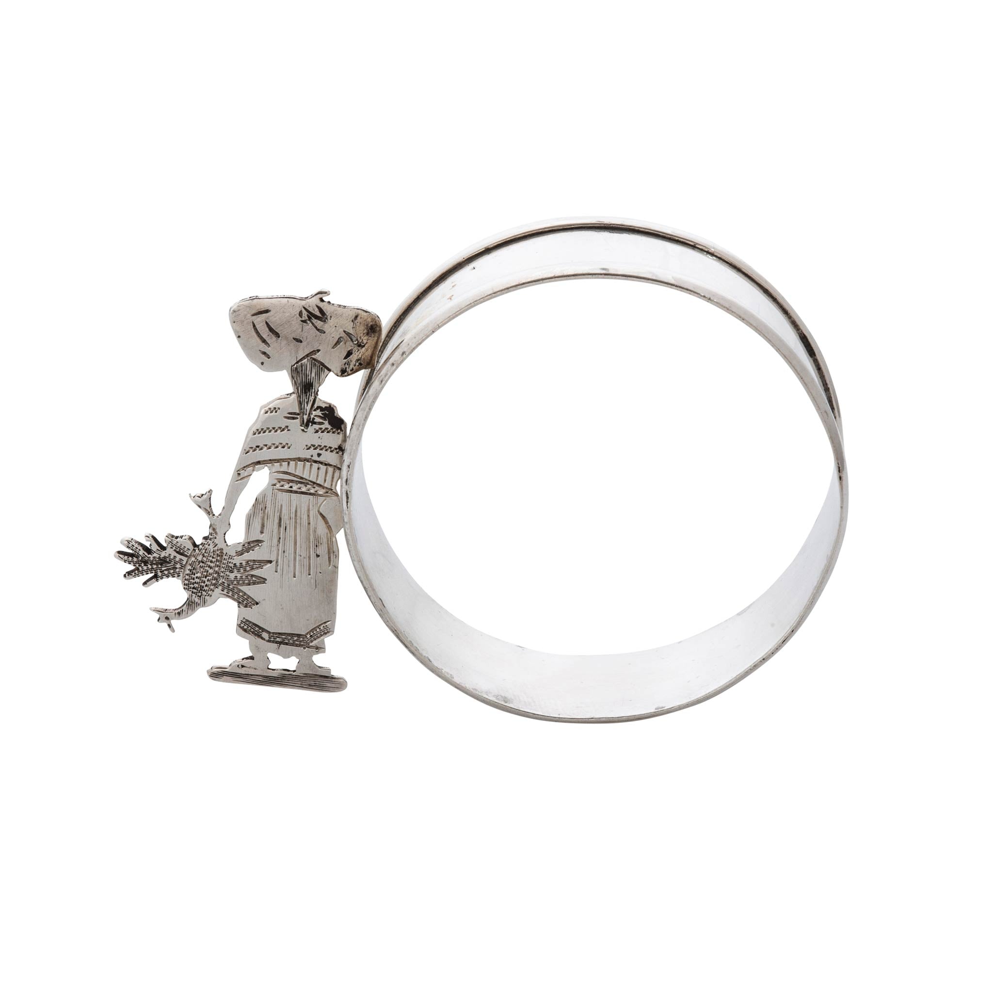 Estate Figural Woman Sterling Silver Napkin Ring
