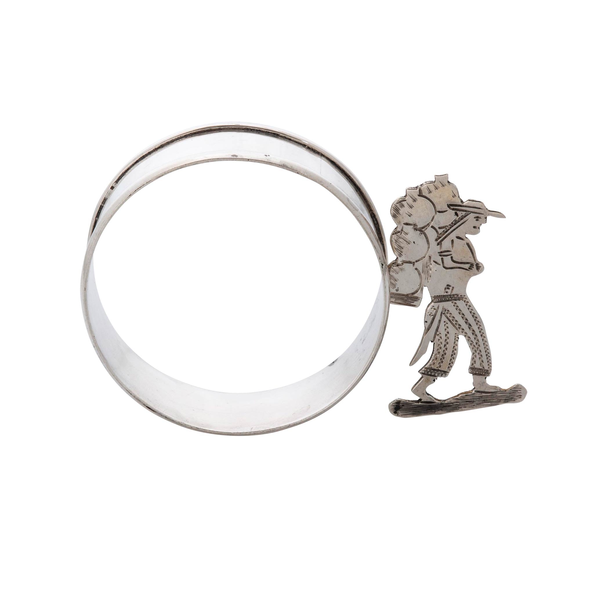 Estate Figural Man Sterling Silver Napkin Ring