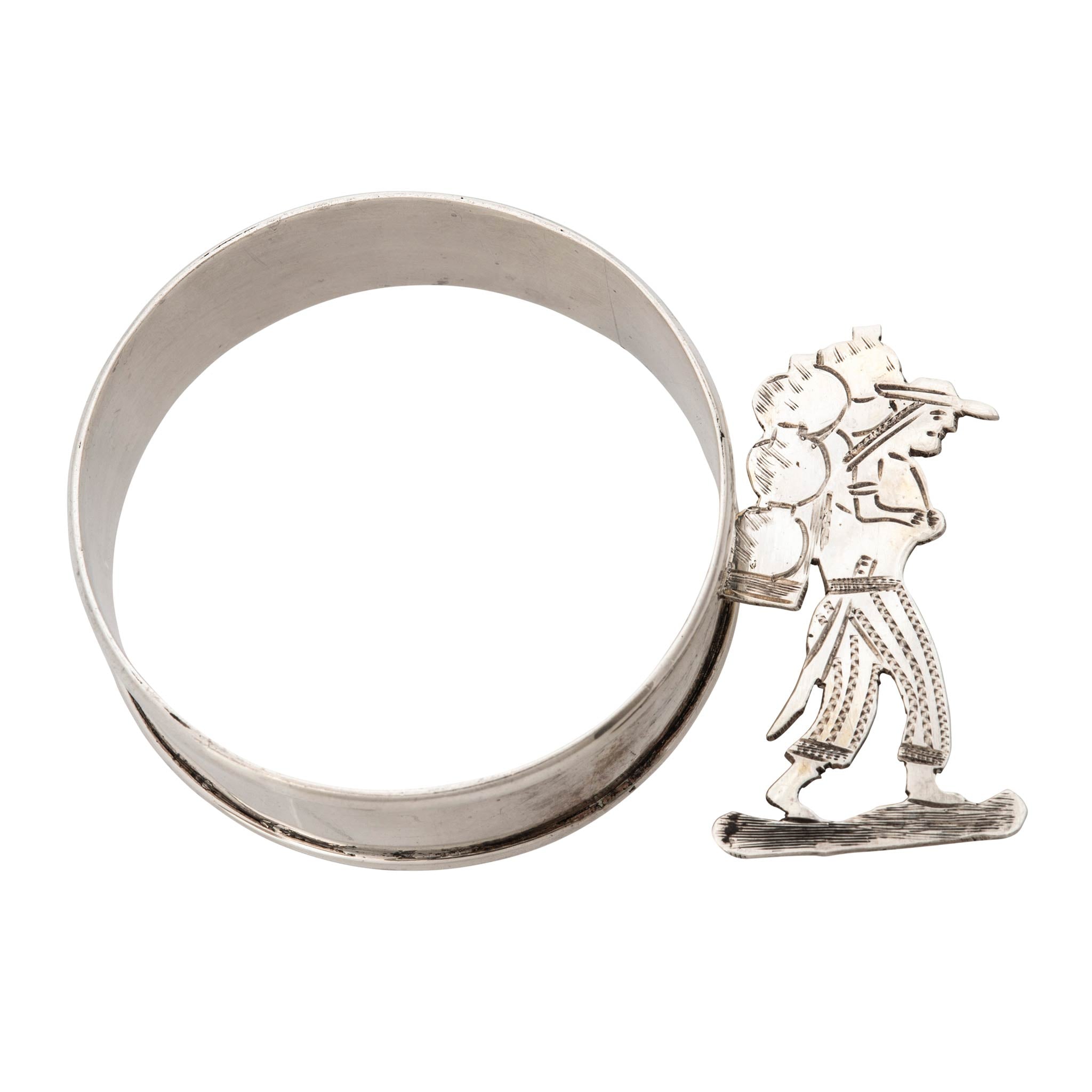 Estate Figural Man Sterling Silver Napkin Ring
