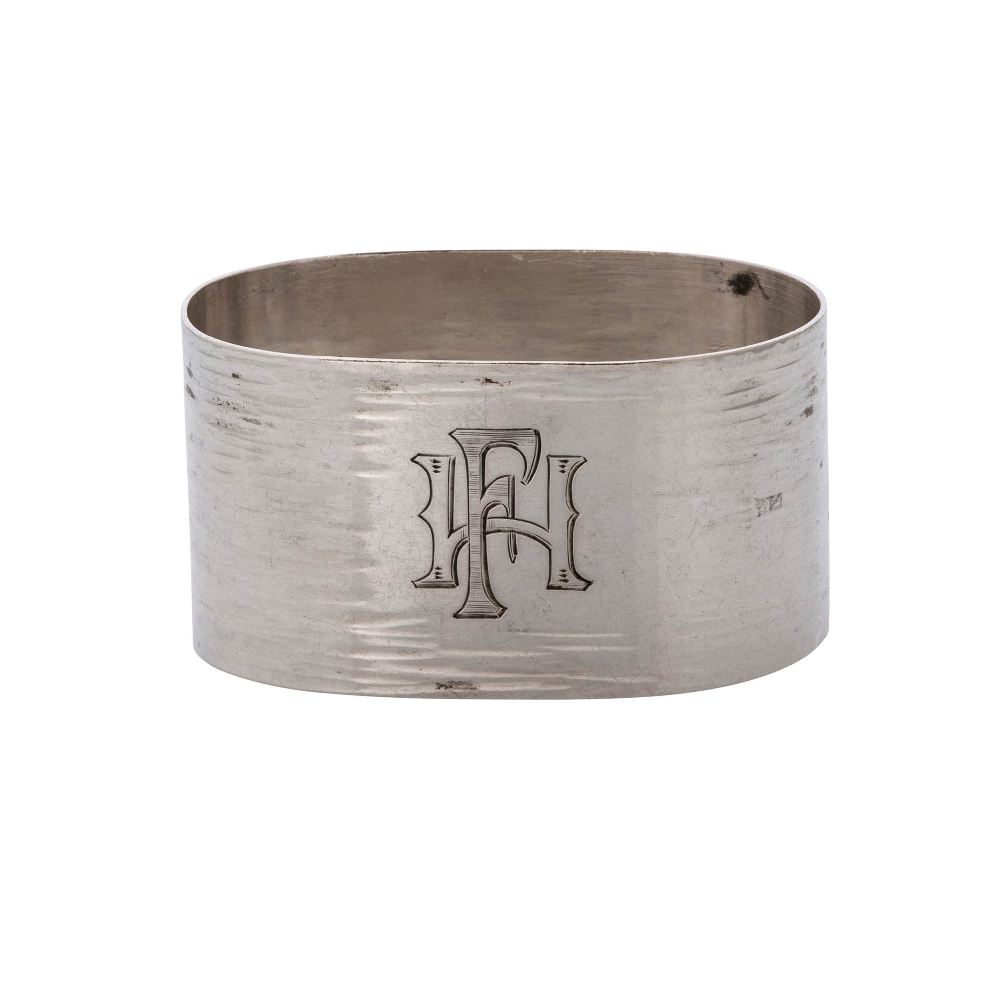 Estate Engraved 'FH' German 800 Silver Oval Napkin Ring