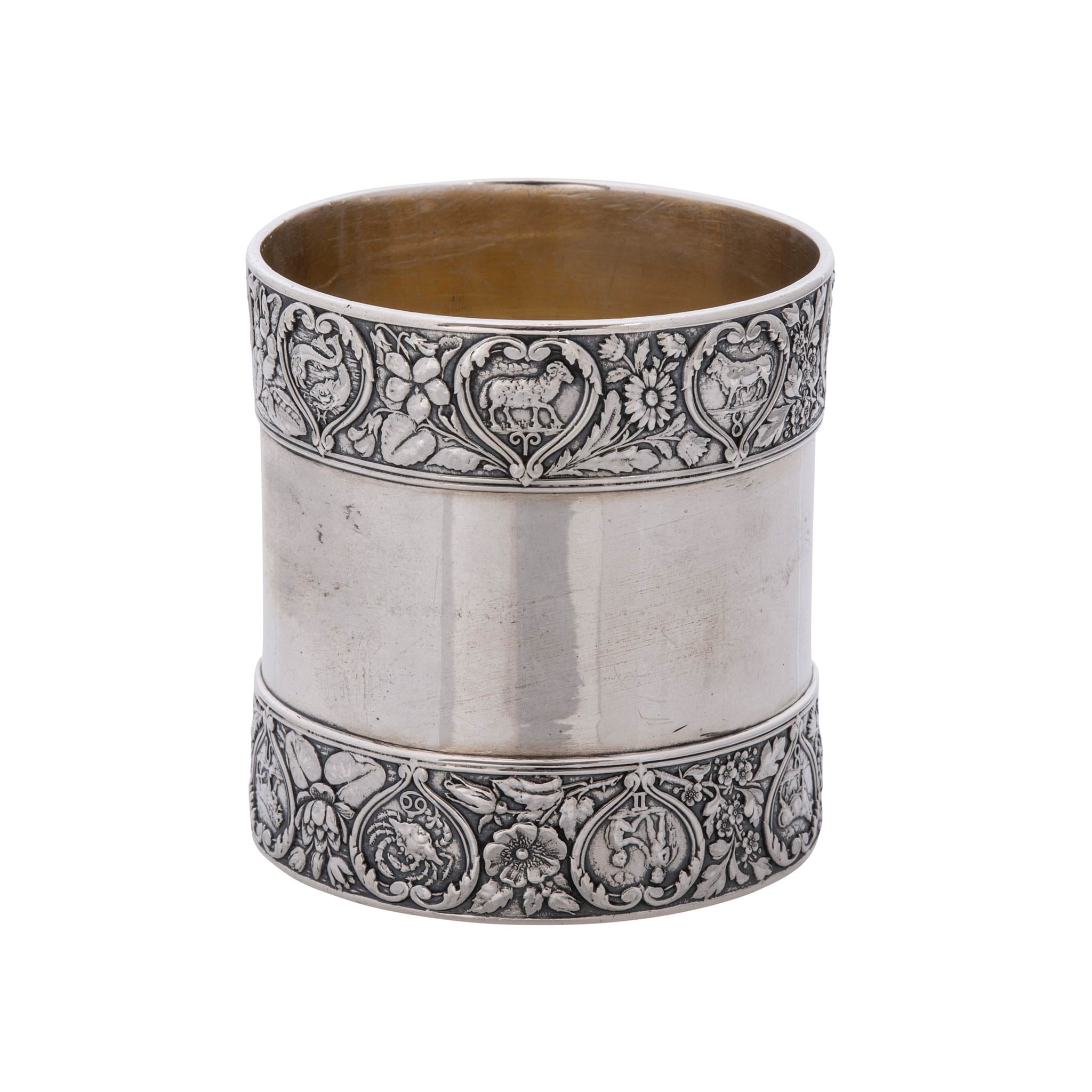 Estate Gorham Sterling Silver Zodiac Repoussé Napkin Ring