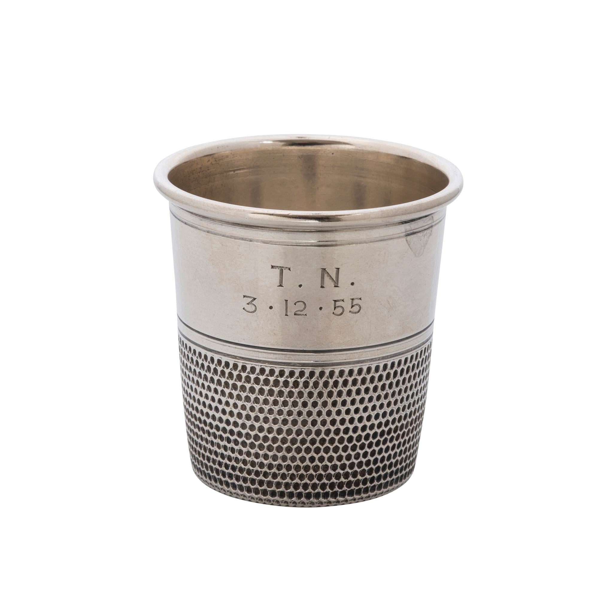 Estate Engraved Sterling Silver Thimble Jigger