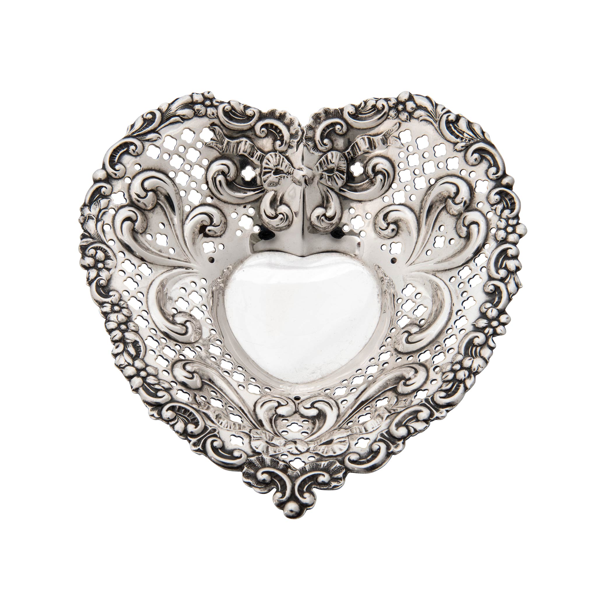 Vintage Gorham Sterling Silver Heart-Shaped Bon Bon Dish 966