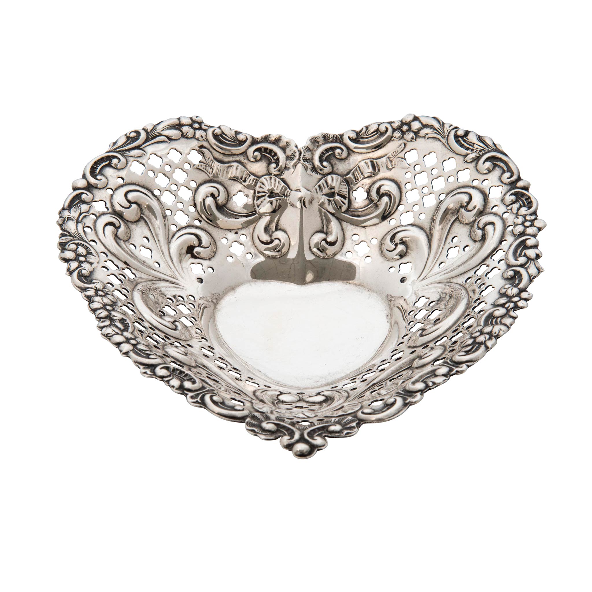 Vintage Gorham Sterling Silver Heart-Shaped Bon Bon Dish 966