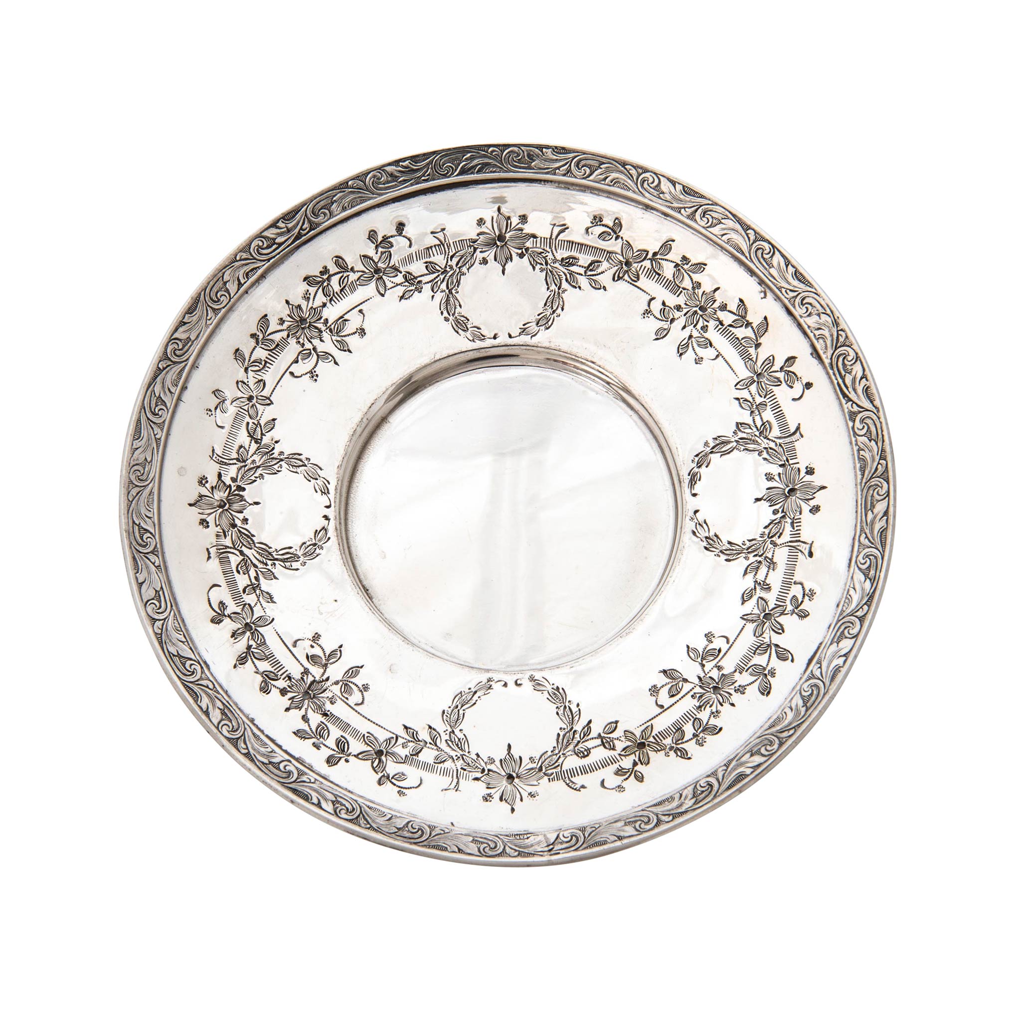 Vintage Sterling Silver Ornate Floral Saucer Dish