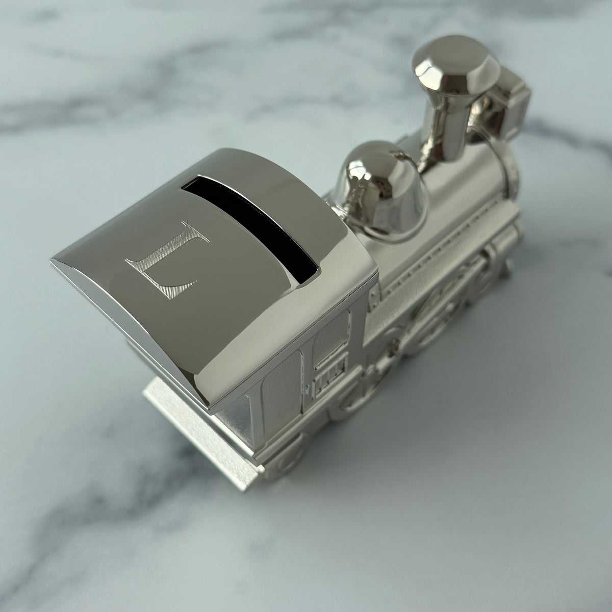 Choo Choo Train Coin Bank with machine engraved initial