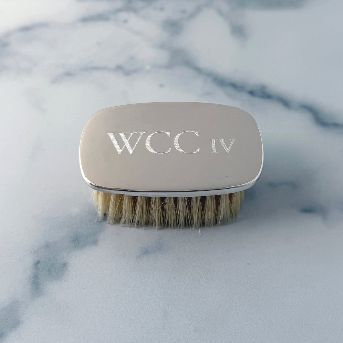 Sterling Silver Military Boy's Brush with machine engraved initials
