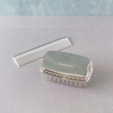 Sterling Silver Baby Boy Brush & Comb Set with machine engraved initials