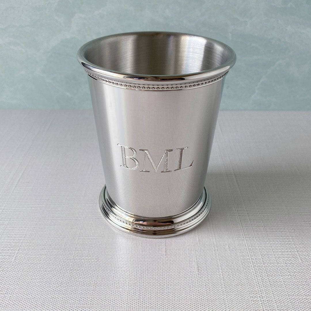 Pewter Mississippi Julep Cup 9oz with machine engraving