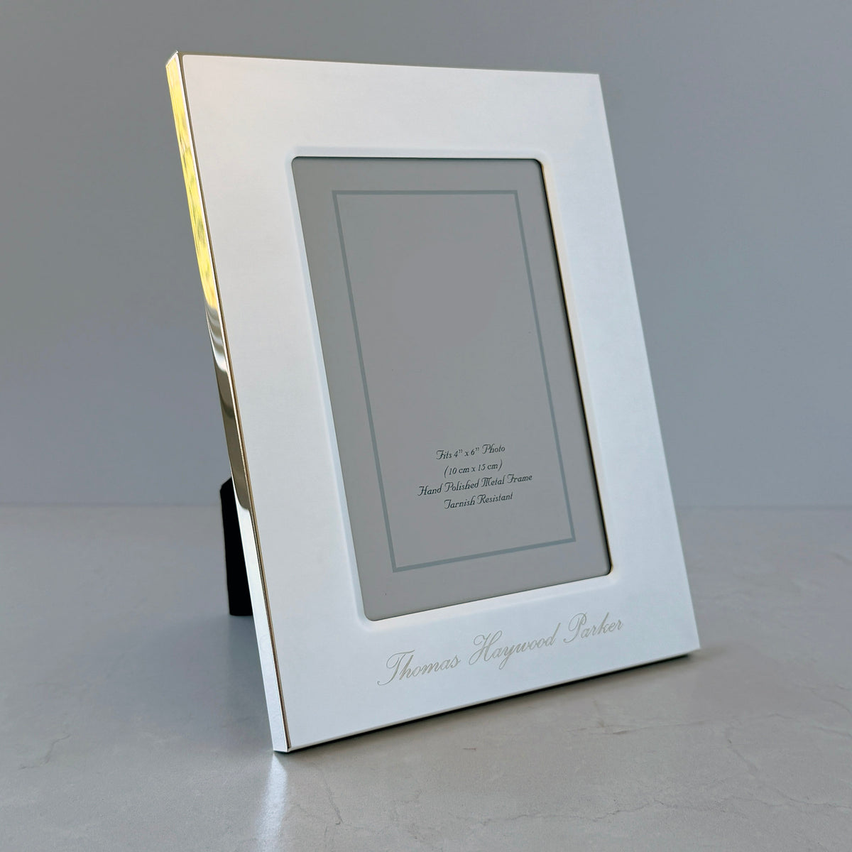 Silver-Plated Plain Wide Picture Frame 4x6 with machine engraved name