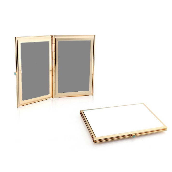 White Enamel & Gold Plated Double Picture Travel Frame