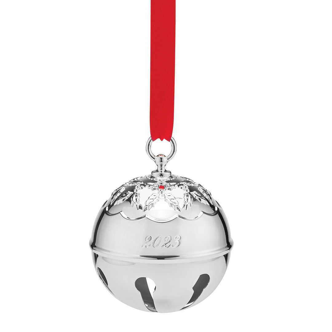 2023 Silver Plated Holly Bell Ornament