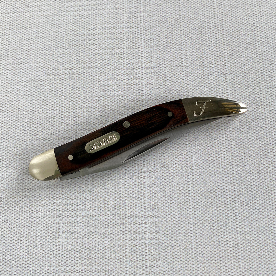 Toothpick Pocket Knife with machine engraved initial