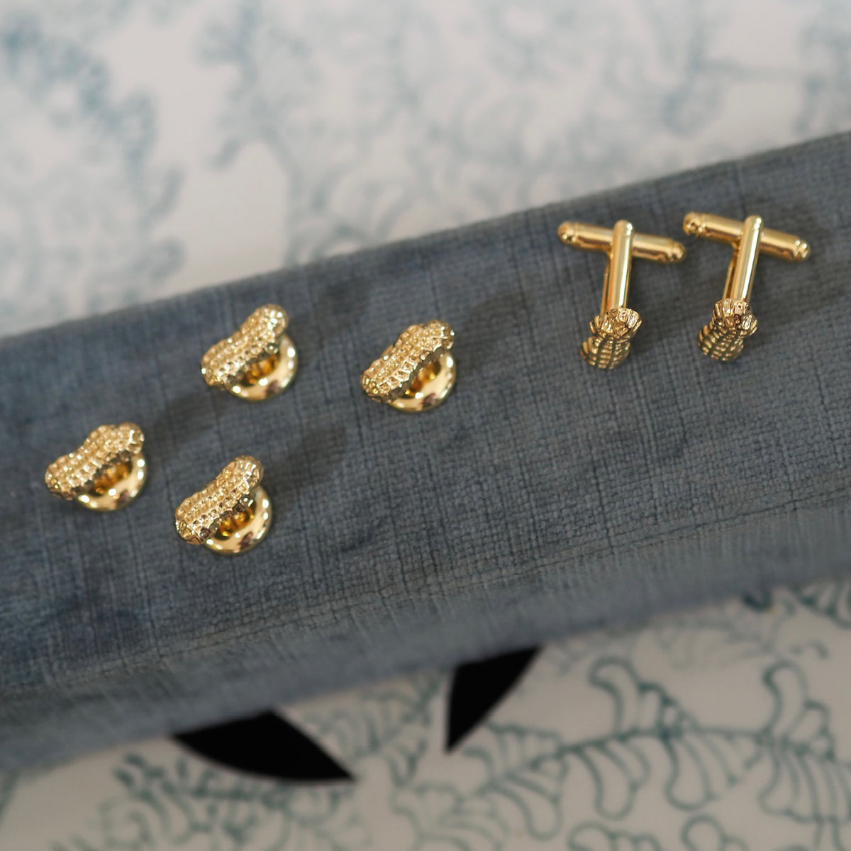 Goldbug Collection Peanut Shirt Studs, Goldbug Collection Peanut Cufflinks