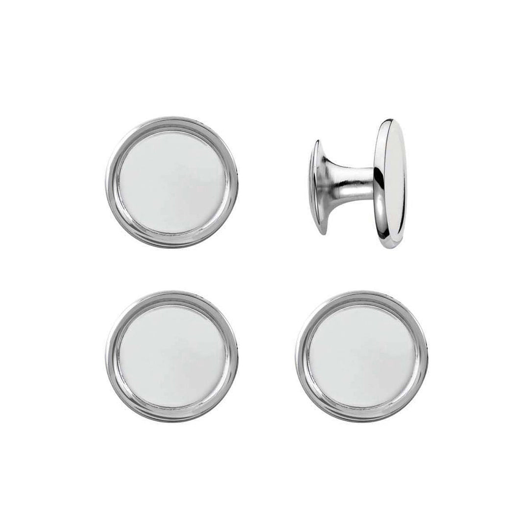 Silver Plated Polished Round Rimmed Shirt Studs